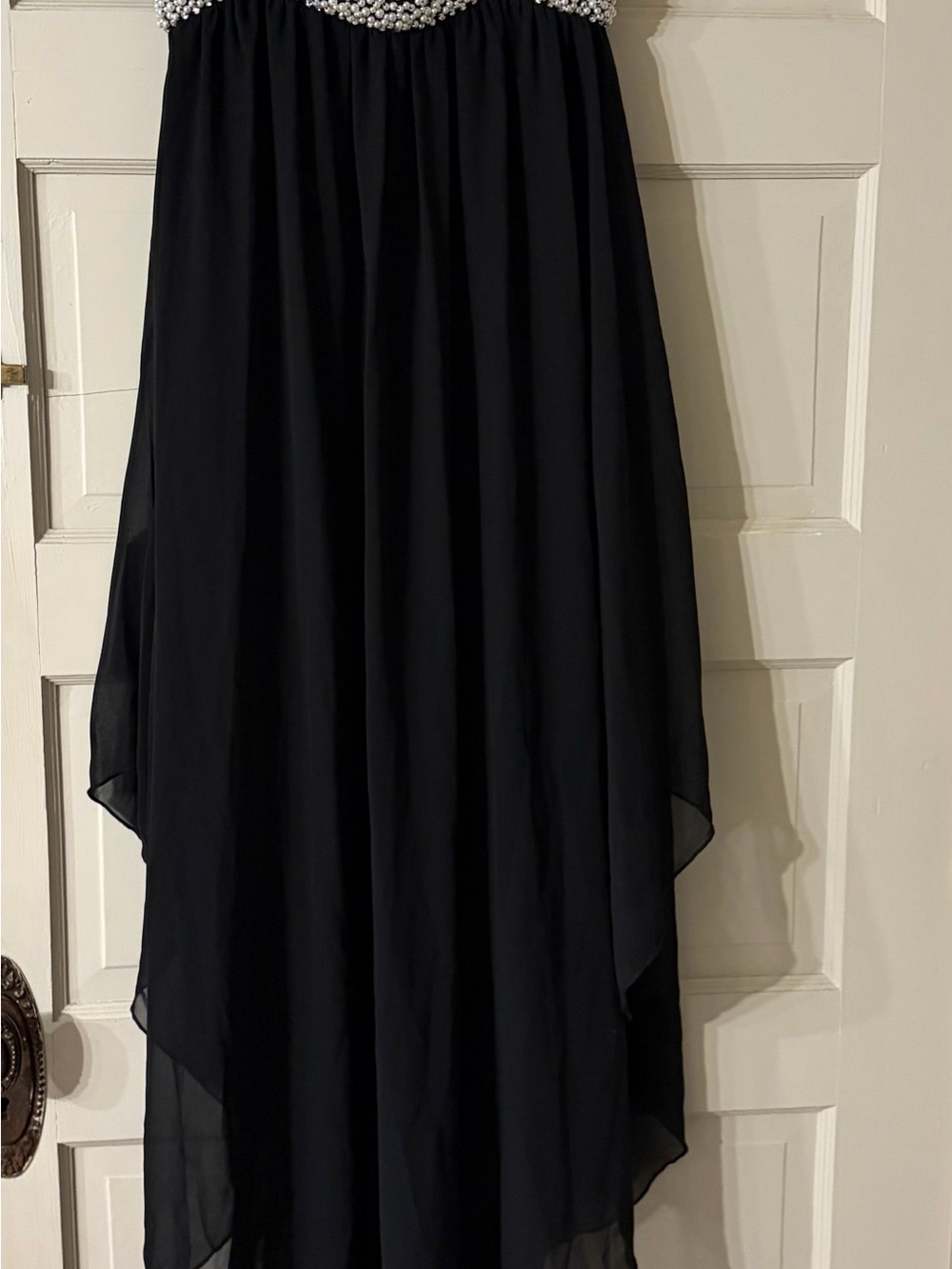Black Evening Chiffon Skirt with Beaded Waist